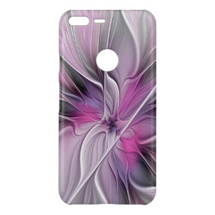 Floral Fractal Modern Abstract Flower Pink Grey Uncommon Google Pixel XL Case