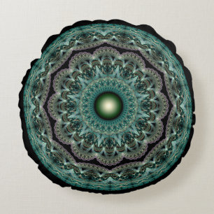 Floral fractal ornament round cushion