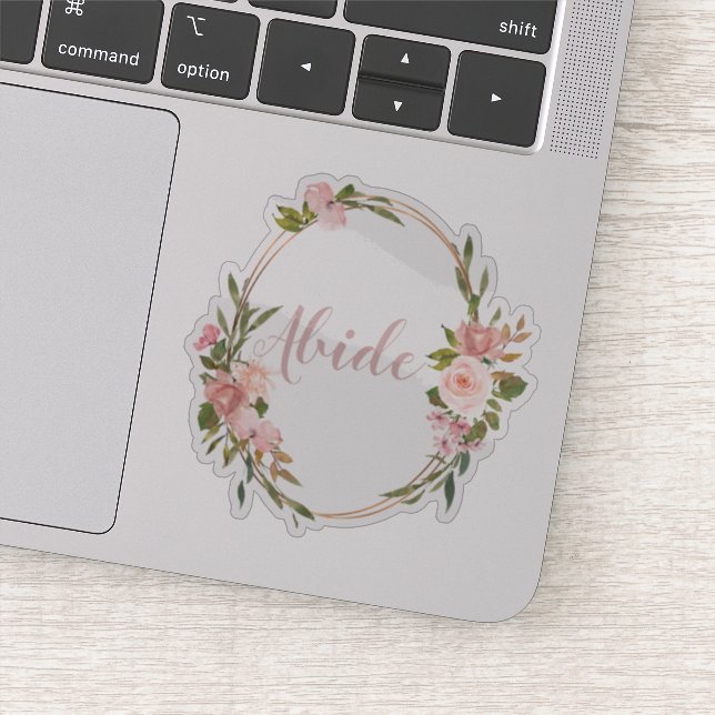 Floral Frame Abide Typography Sticker (Detail)