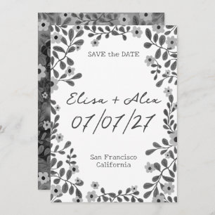 Floral Frame B&W SAVE THE DATE CUSTOM PHOTO