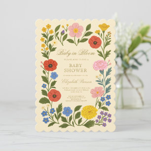 Floral Frame Baby in Bloom Baby Shower Invitation