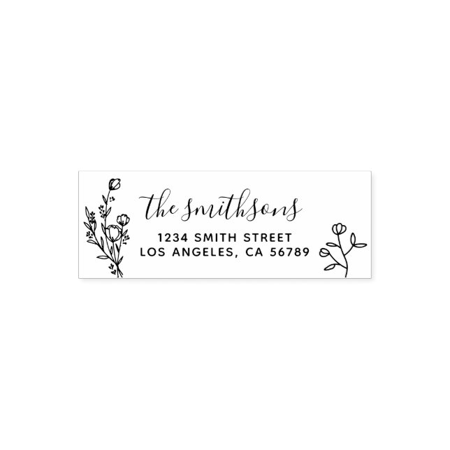 Floral Frame Botanical Signature Boho Chic Self-inking Stamp (Design)