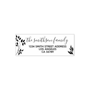 Floral Frame Botanical Signature Leaves Self-inking Stamp