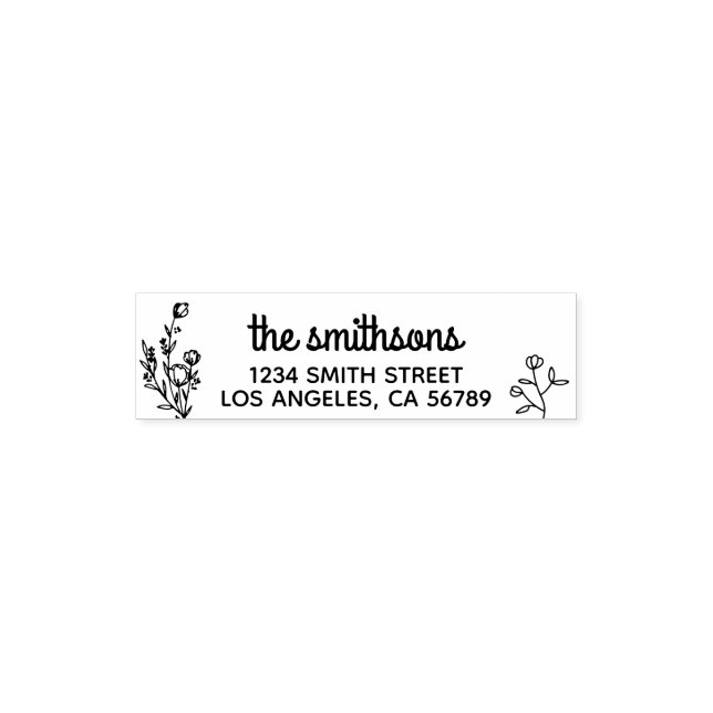 Floral Frame Botanical Signature mini Self-inking Stamp (Design)