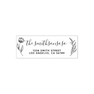 Floral Frame Botanical Signature New Address Self-inking Stamp