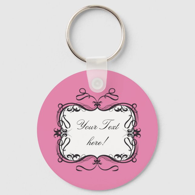 FLORAL FRAME CARD PINK KEY RING (Front)