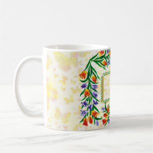 floral frame coffee mug