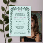 Floral Frame Custom Photo Bat Mitzvah Girl Invitation<br><div class="desc">Perfect card to announce a bat mitzvah, bar mitzvah or other Jewish celebration! Hand drawn art for you on the front and back side! FULLY CUSTOMIZABLE! Click on “Personalise” above to edit the text and add your photo to the back side. Click "edit using design tool" to adjust the fonts,...</div>
