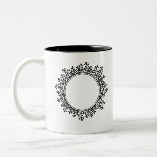 Floral Frame Customisable Name Monogram Two-Tone Coffee Mug