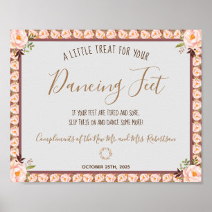 Floral Frame Dancing Feet Flip Flops Wedding Sign