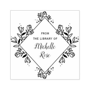 floral frame from the library of book stamp