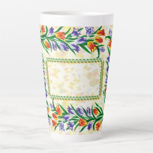 floral frame latte mug