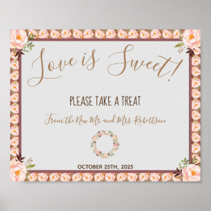 Floral Frame Love is Sweet Bridal Shower Wedding Poster