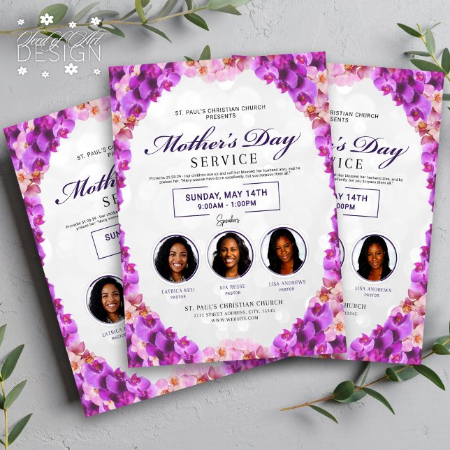 Floral Frame Mother's Day Church Service Flyer (Creator Uploaded)