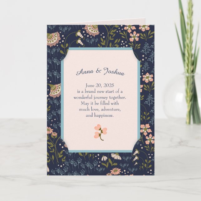 Floral Frame Newlywed Congratulations Card (Front)