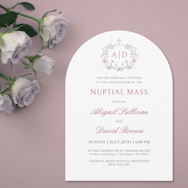 Floral Frame Nuptial Mass Religious Wedding Invitation (Creator Uploaded)