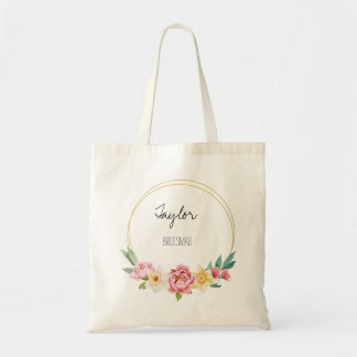 Floral Frame Personalised Bridesmaid Tote Bag