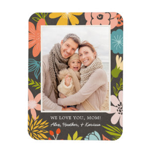 Floral Frame Photo Magnet