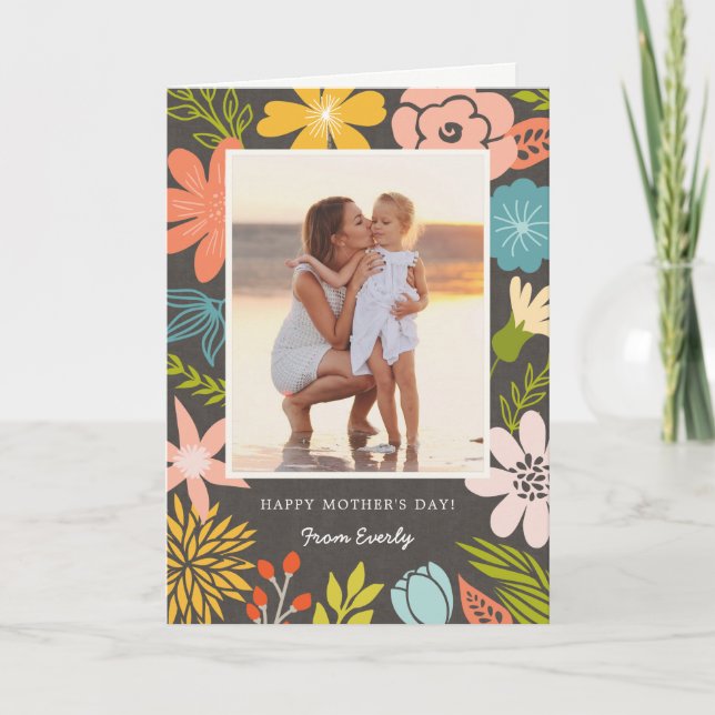 Floral Frame Photo Mother's Day Card (Front)
