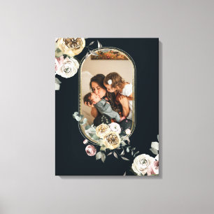 Floral Frame Photo Personalised Canvas Print