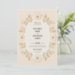 Floral Frame Photo Wedding Invitation
