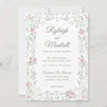 Floral Frame Pink Roses and Greenery Romantic