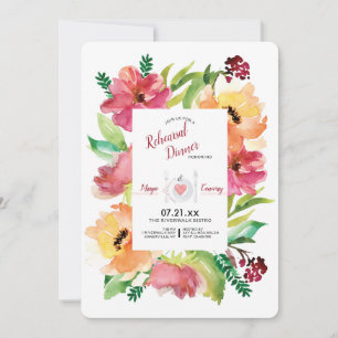 Floral Frame Rehearsal Dinner Invitation