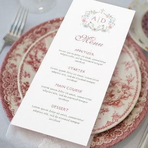 Floral Frame Religious Wedding Monograms Menu