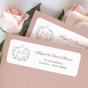 Floral Frame Religious Wedding Return Address