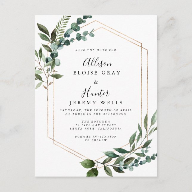 Floral Frame Save the Date Postcard (Front)