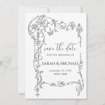 Floral Frame Save the date Wedding Announcement