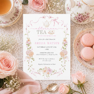 Floral Frame Tea with the Mum-to-be Baby Shower Invitation