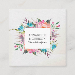 Floral Frame Watercolor Business Card