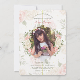 Floral Frame Watercolor Photo Invitation