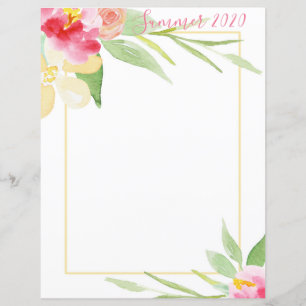 Floral Frame Watercolor Scrapbook Paper
