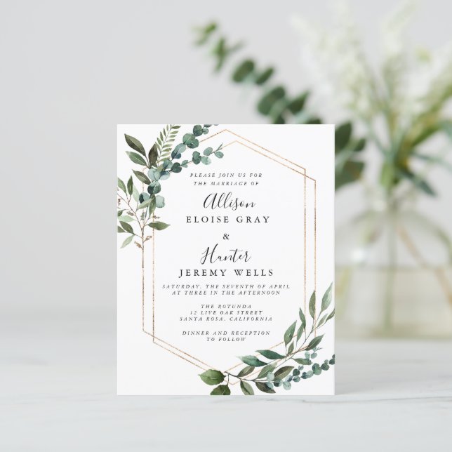 Floral Frame Wedding Invitation (Standing Front)