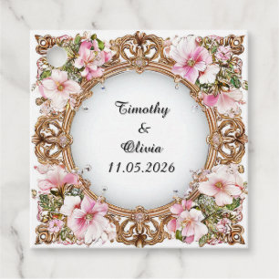 💍 Floral Frame Wedding Tags For Custom Name