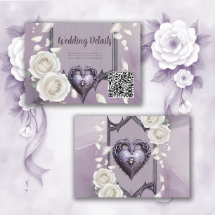 Floral frame with a heart and white roses enclosure card