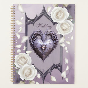 Floral frame with a heart and white roses planner