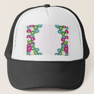 Floral Frame with Custom Name Trucker Hat