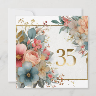 Floral Frame with Number 35 for Anniverary