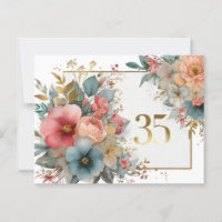 Floral Frame with Number 35 for Anniverary