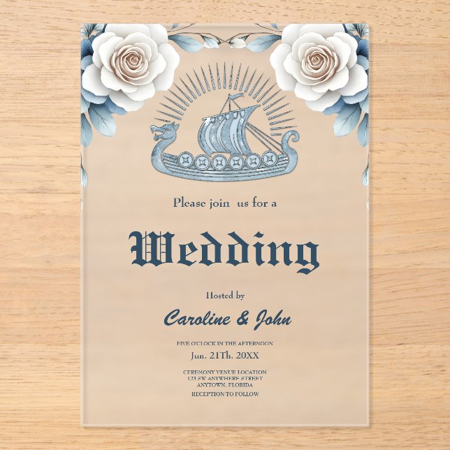 Floral Frame with Roses and Celtic Design Acrylic Invitations (Front)