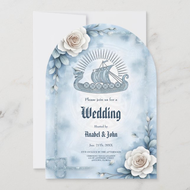 Floral Frame with Roses and Celtic Design.  Invitation (Front)