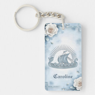 Floral Frame with Roses and Celtic Design. Key Ring