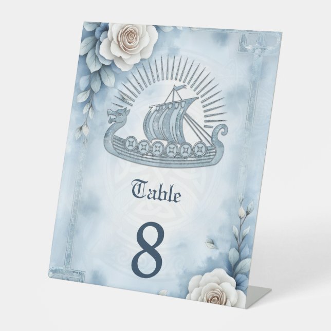 Floral Frame with Roses and Celtic Design.  Pedestal Sign (Front)