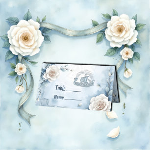 Floral Frame with Roses and Celtic Design. Place Card