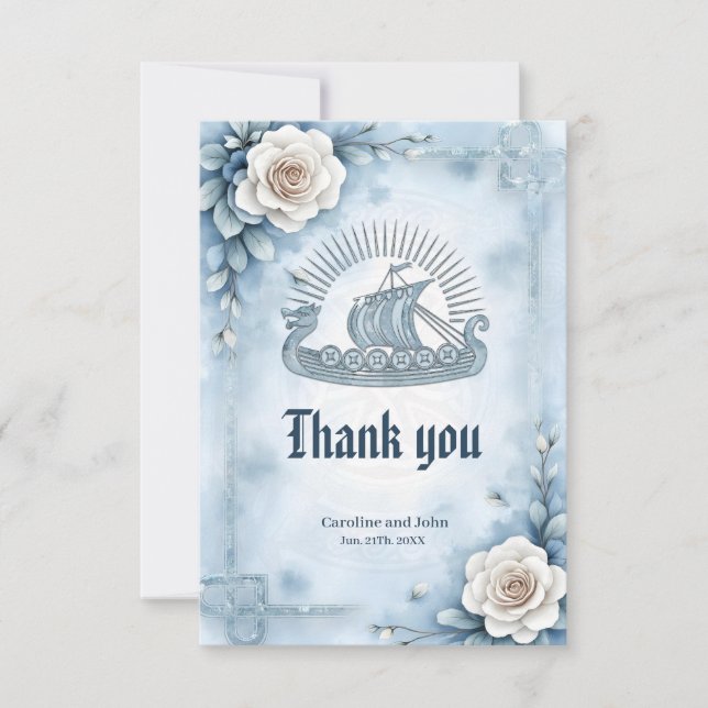 Floral Frame with Roses and Celtic Design. Thank You Card (Front)