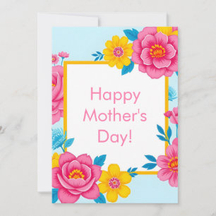 Floral Frame with Vibrant Flowers Holiday Card