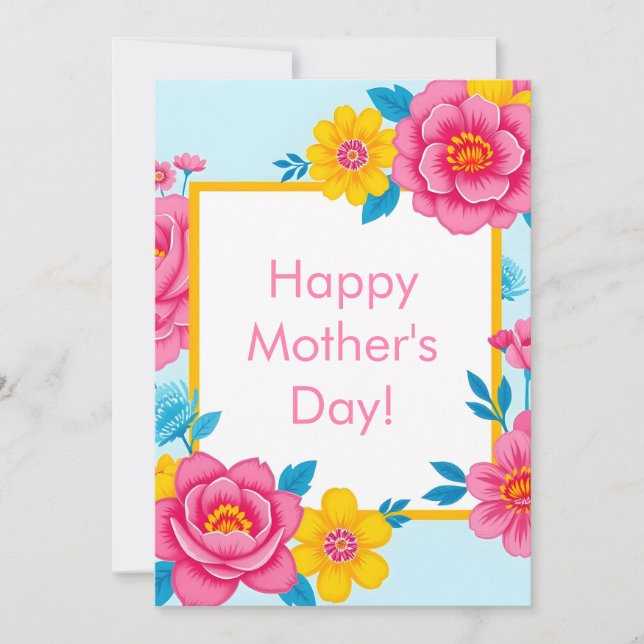 Floral Frame with Vibrant Flowers Holiday Card (Front)